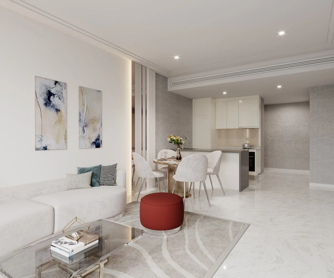 Open-Concept Living, Dining & Kitchen